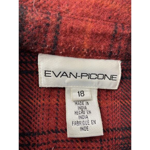 Vintage 90s Evan-Picone Jacket Women's Size 18 Plaid Wool Blend SnapUp For Fall - Picture 3 of 11